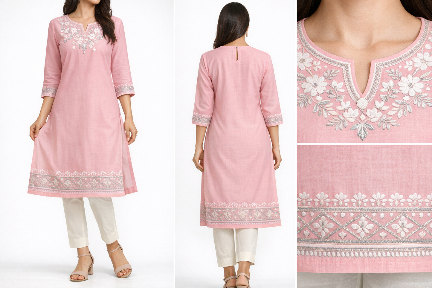 Blush Grace Embroidered Pink Kurti