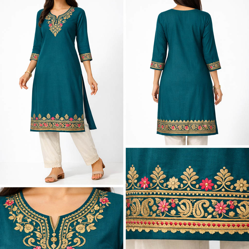 Elegance with the Blush Grace Embroidered Kurti